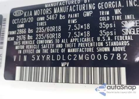 2021 Kia Sorento S from USA, damaged, VIN 5XYRLDLC2MG006782